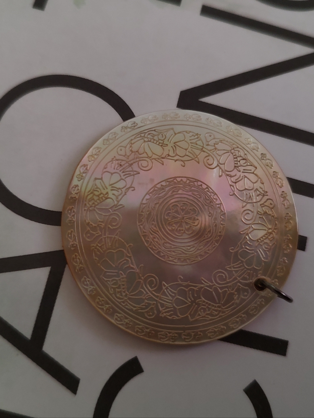 Carved Shell Medallion Pendant For Necklace, Jewelry
